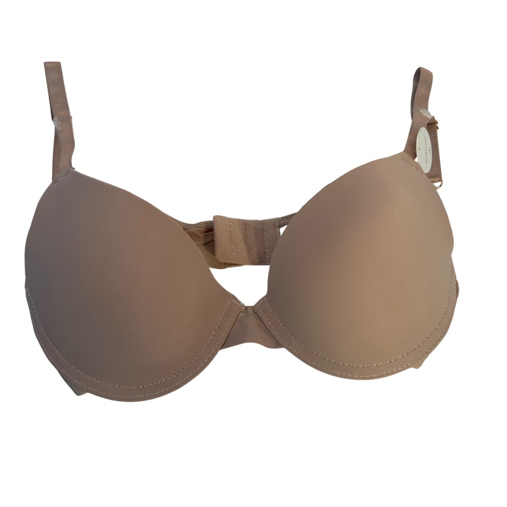 Danskin Intimates Push Up Bra Nude Beige‎ Smooth T-shirt Style Size 34B